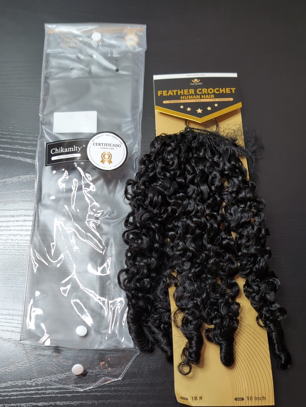 18 In 50 G / 50 Strands Human Feather Burmese Curly Feather Crochet Hair 1B 3C4A